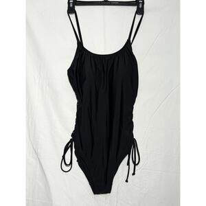 Sun & Sea Swimsuit Womens 14 Black One‎ Piece Tie Sides Vacation Beachwear New